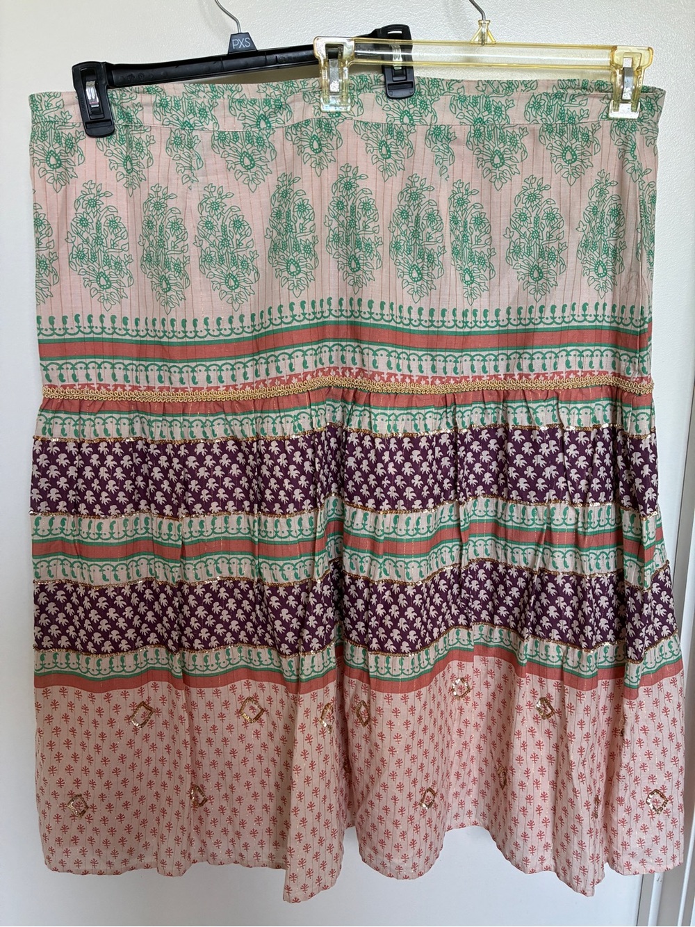 Lord & Taylor Pink, Green & Purple Printed Tiered Circle Skirt